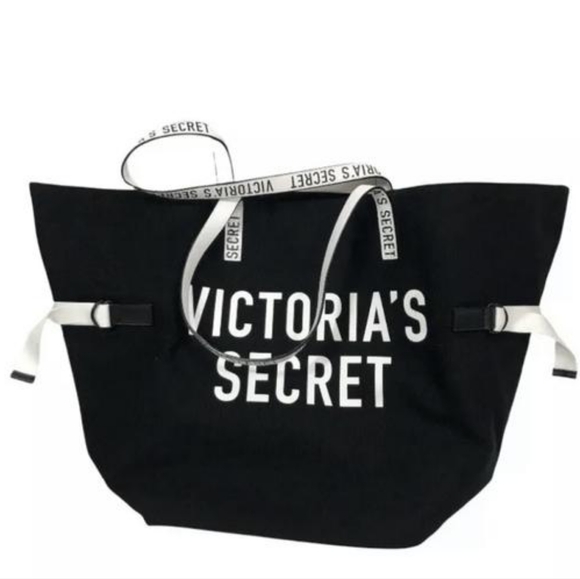 Victoria's Secret Black w/Adjustable White Straps Large Bag - Picture 1 of 4